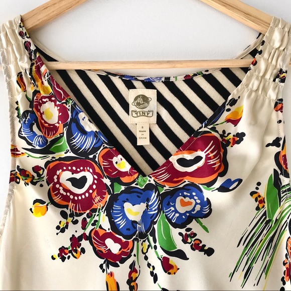 Anthropologie Silk Floral & Striped Top by “Tiny” - Picture 2 of 16